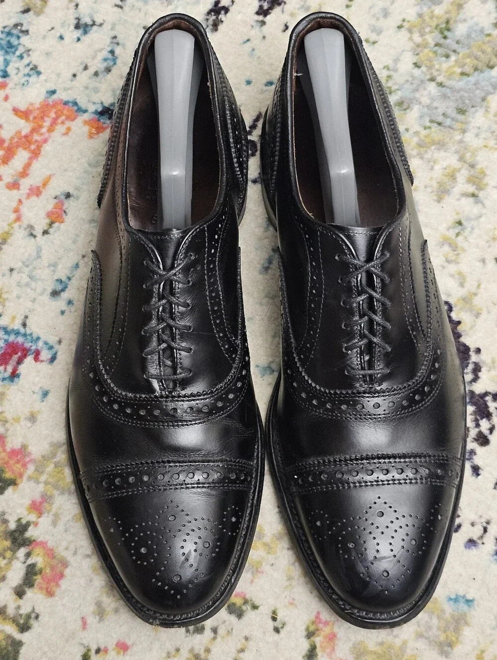 Allen Edmonds Strand Cap Toe Brogue Oxfords Size 10.5 D Black Dress Shoes